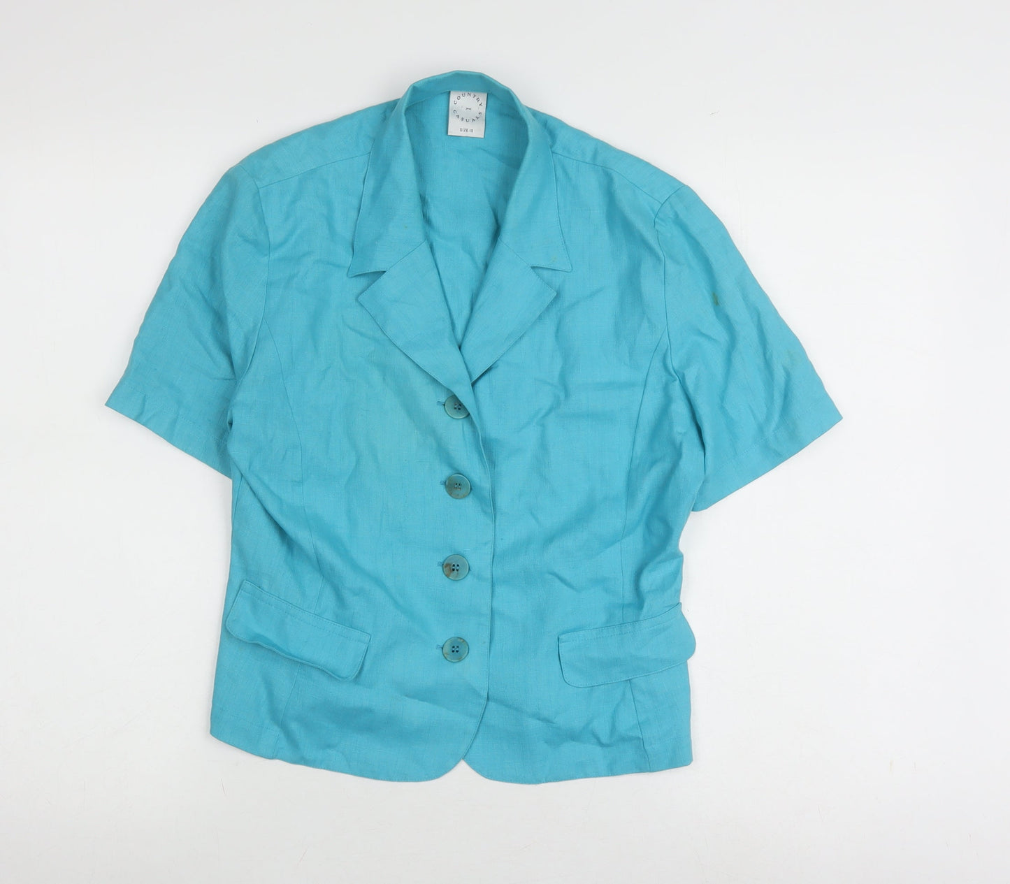 Country Casuals Women's Blue Linen Blazer Size 10