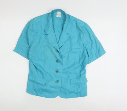 Country Casuals Women's Blue Linen Blazer Size 10