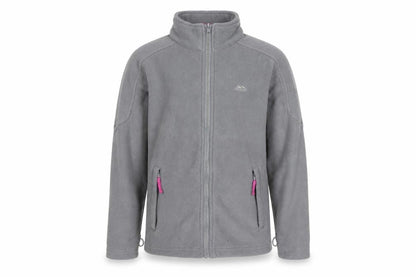 Front view of Trespass Grey girls’ fleece jacket, size 9/10, with full zip
