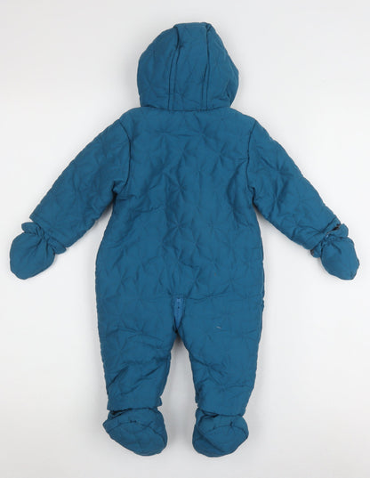 Mini Club Unisex Blue Snowsuit 3-6 Months Hooded Quilted Winter