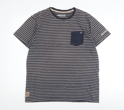 Regatta Men's Blue Stripe T-Shirt L Cotton Blend