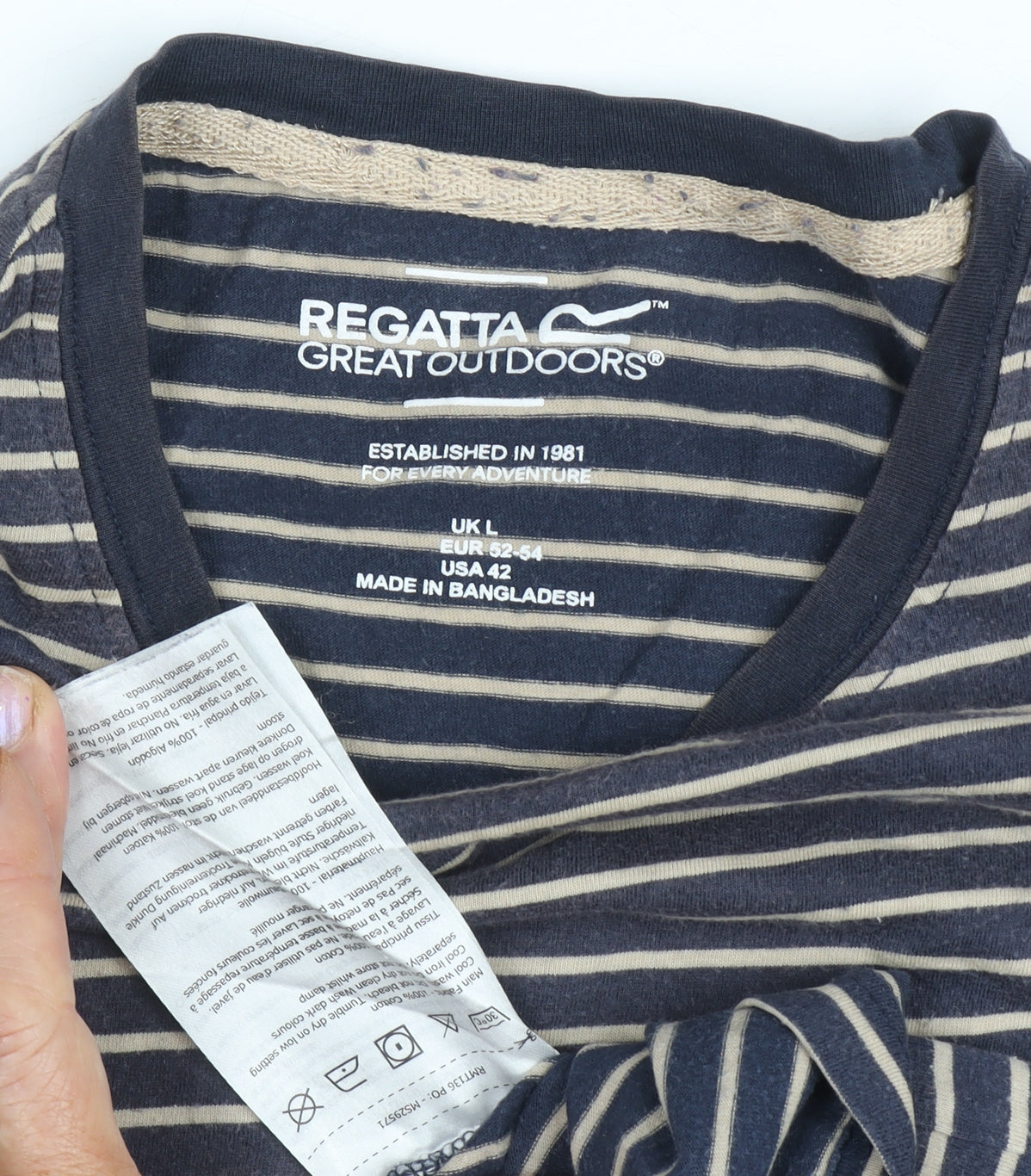 Regatta Men's Blue Stripe T-Shirt L Cotton Blend