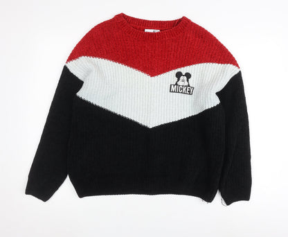 Disney Women's Red Black White Mickey Pullover Jumper M