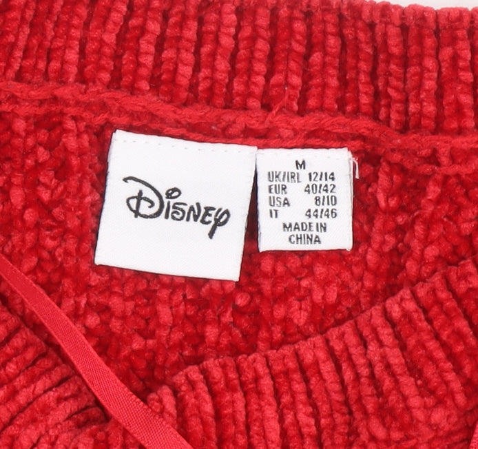 Disney Women's Red Black White Mickey Pullover Jumper M