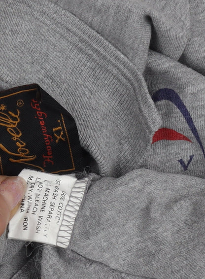 Mens Grey Graphic Polo Shirt XL Short Sleeve Cotton