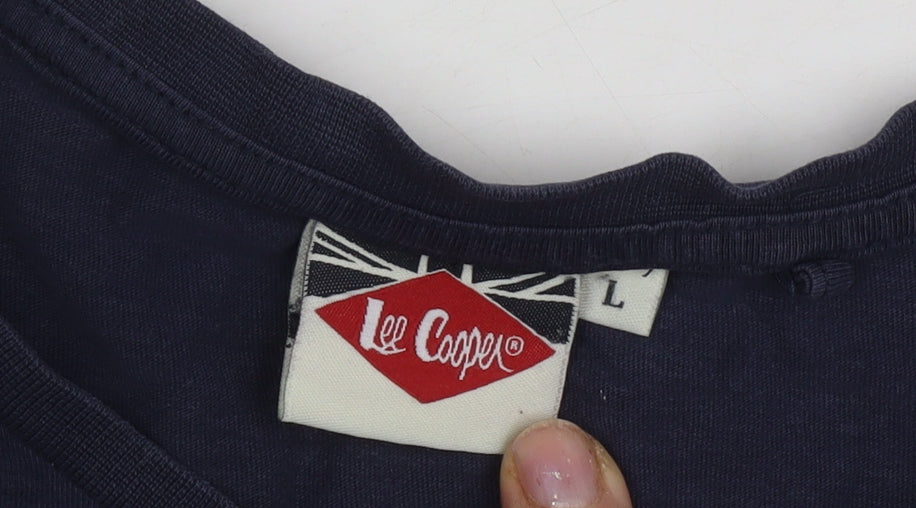 Lee Cooper Men's Blue Cotton T-Shirt in Size L
