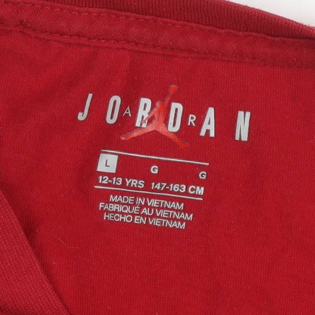 Jordan Boys Red T-Shirt L Regular Fit Logo