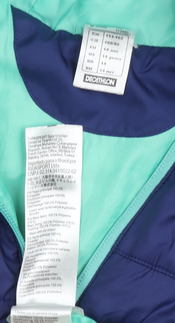 Teens UK Size 16 DECATHLON Blue Puffer Jacket