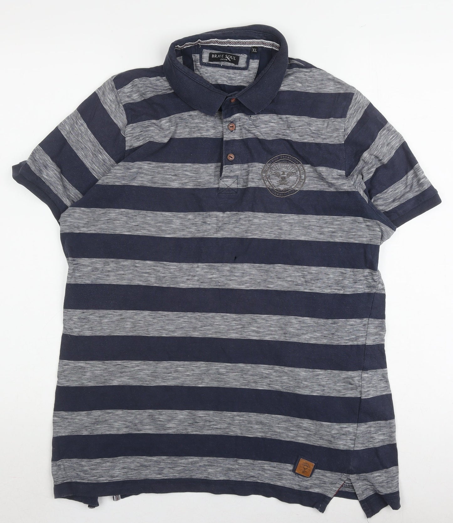 Brave Soul Men's XL Blue Striped Polo Shirt