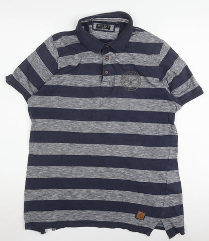Brave Soul Men's XL Blue Striped Polo Shirt