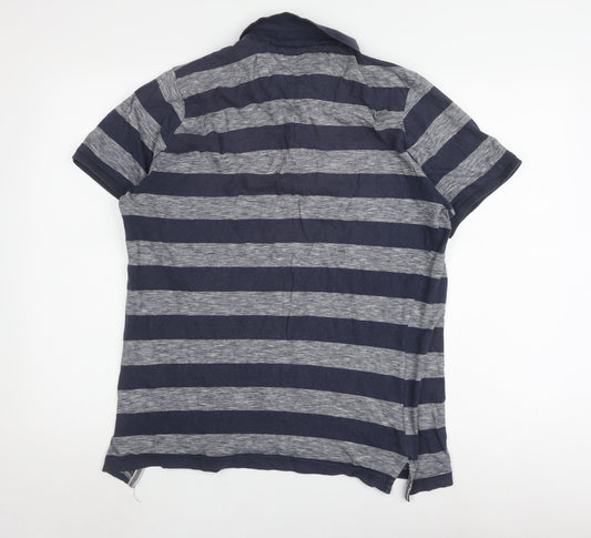 Brave Soul Men's XL Blue Striped Polo Shirt