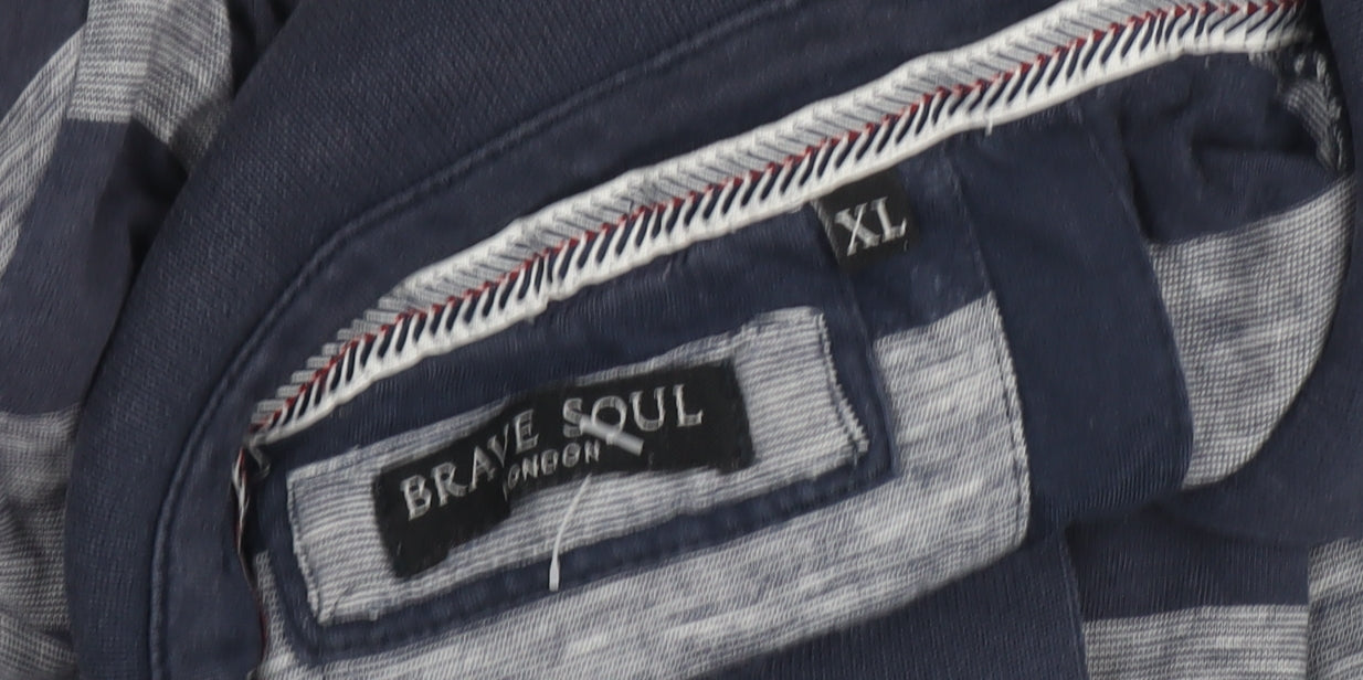 Brave Soul Men's XL Blue Striped Polo Shirt