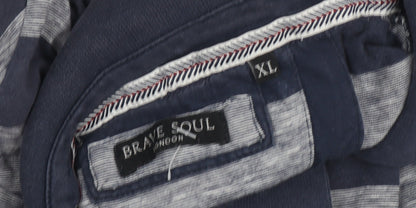 Brave Soul Men's XL Blue Striped Polo Shirt