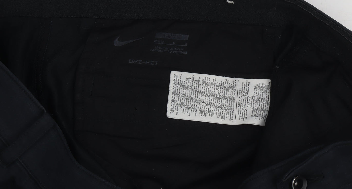 Nike Men's Black Slim Trousers, Size 38