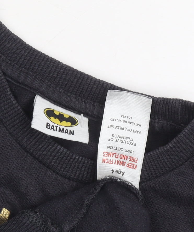 Batman Girls Black Graphic Sweatshirt Pullover 4 Years