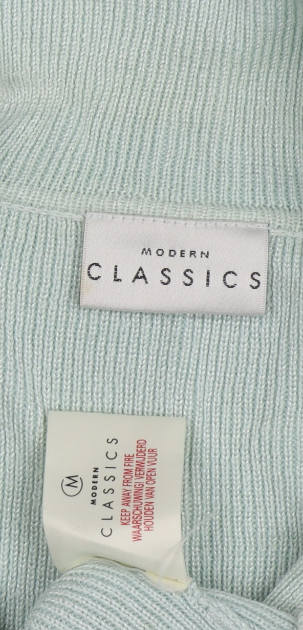 Modern Classics Women's Green Short Sleeve Collared Button Front Knit Top