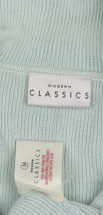 Modern Classics Women's Green Short Sleeve Collared Button Front Knit Top