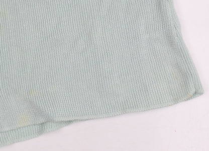 Modern Classics Women's Green Short Sleeve Collared Button Front Knit Top