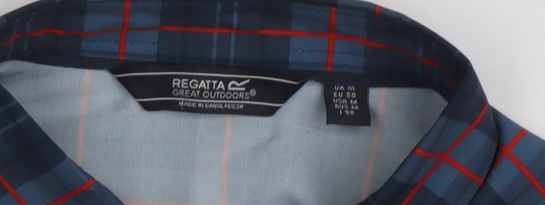 Regatta Men's Blue Plaid Long Sleeve Shirt M