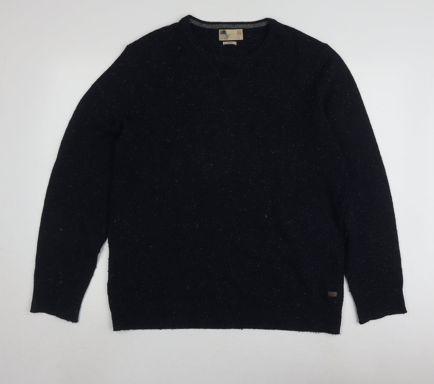 North Coast Men's Black Wool Pullover Jumper L Slim