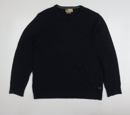 North Coast Men's Black Wool Pullover Jumper L Slim