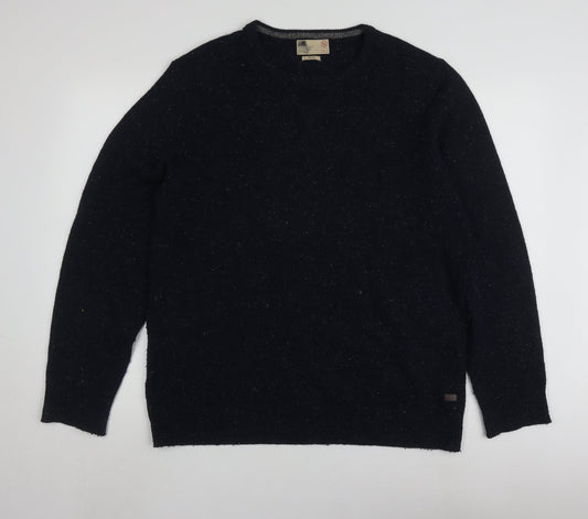 North Coast Men's Black Wool Pullover Jumper L Slim