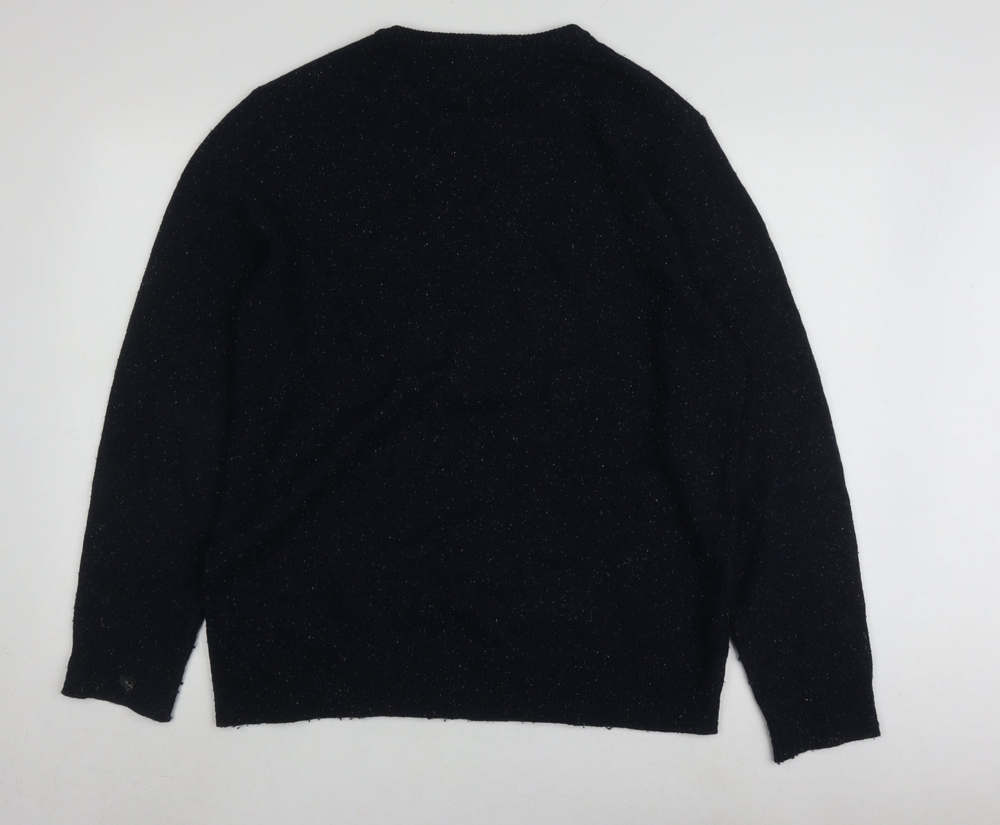 North Coast Men's Black Wool Pullover Jumper L Slim