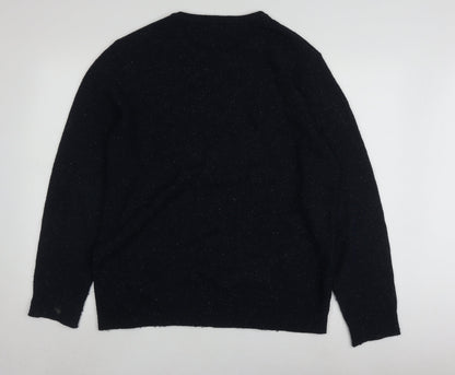 North Coast Men's Black Wool Pullover Jumper L Slim