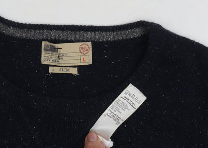 North Coast Men's Black Wool Pullover Jumper L Slim