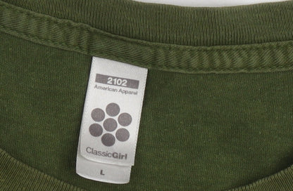 Womens UK Size L American Apparel Green Basic T-Shirt