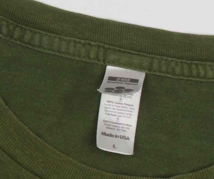 Womens UK Size L American Apparel Green Basic T-Shirt