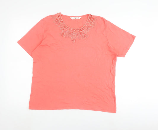 Womens UK Size 18 Honor Millburn Pink Basic T-Shirt