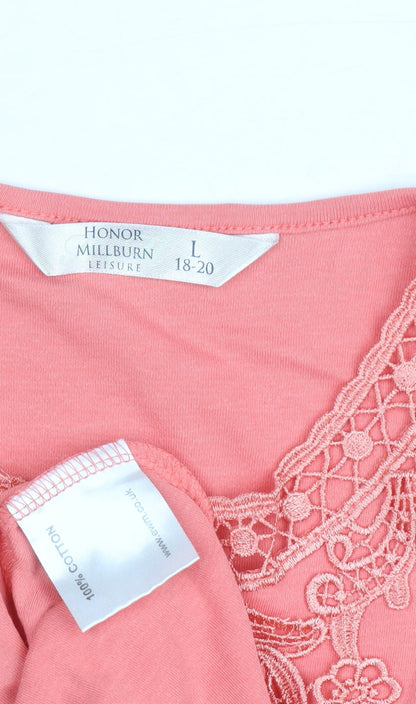 Womens UK Size 18 Honor Millburn Pink Basic T-Shirt