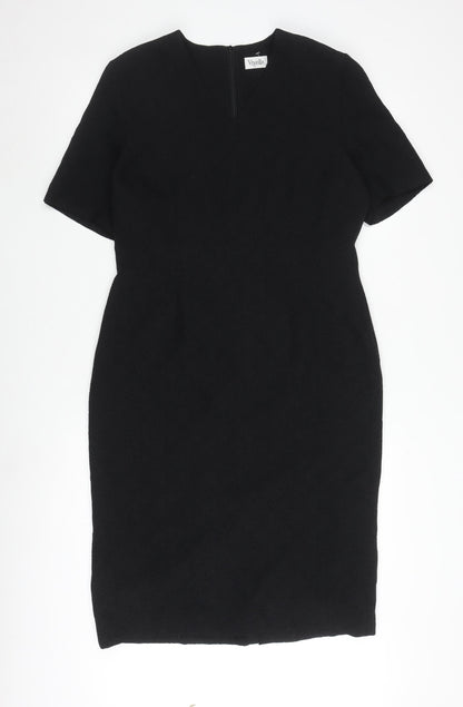 Viyella Black Women's Dress UK 12, V-Neck, Half Sleeve