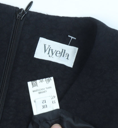 Viyella Black Women's Dress UK 12, V-Neck, Half Sleeve
