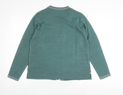 Honor Millburn Women's Green Cardigan M Striped