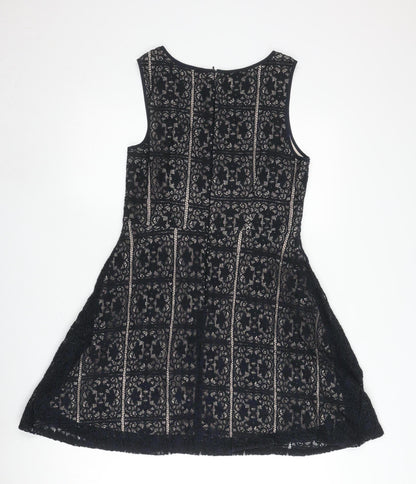 Oasis Women's Black A-Line Lace Dress, M