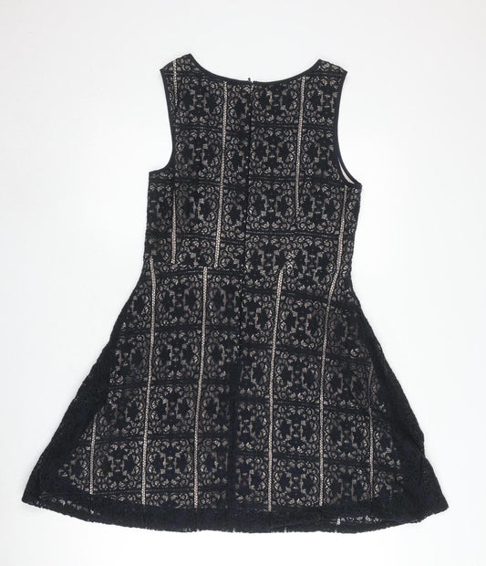 Oasis Women's Black A-Line Lace Dress, M