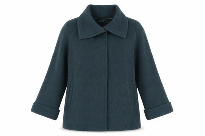 Paul Costelloe Women's Green Wool Coat Size 8 Zip Collared