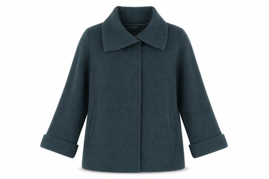 Paul Costelloe Women's Green Wool Coat Size 8 Zip Collared