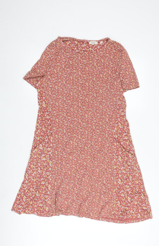 Fat Face Women's Pink Floral A-Line Dress Size 10