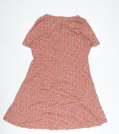 Fat Face Women's Pink Floral A-Line Dress Size 10