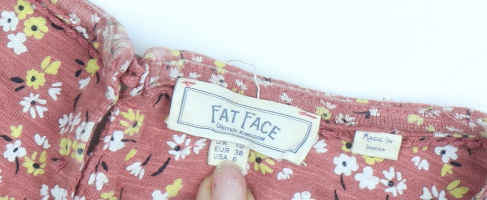 Fat Face Women's Pink Floral A-Line Dress Size 10