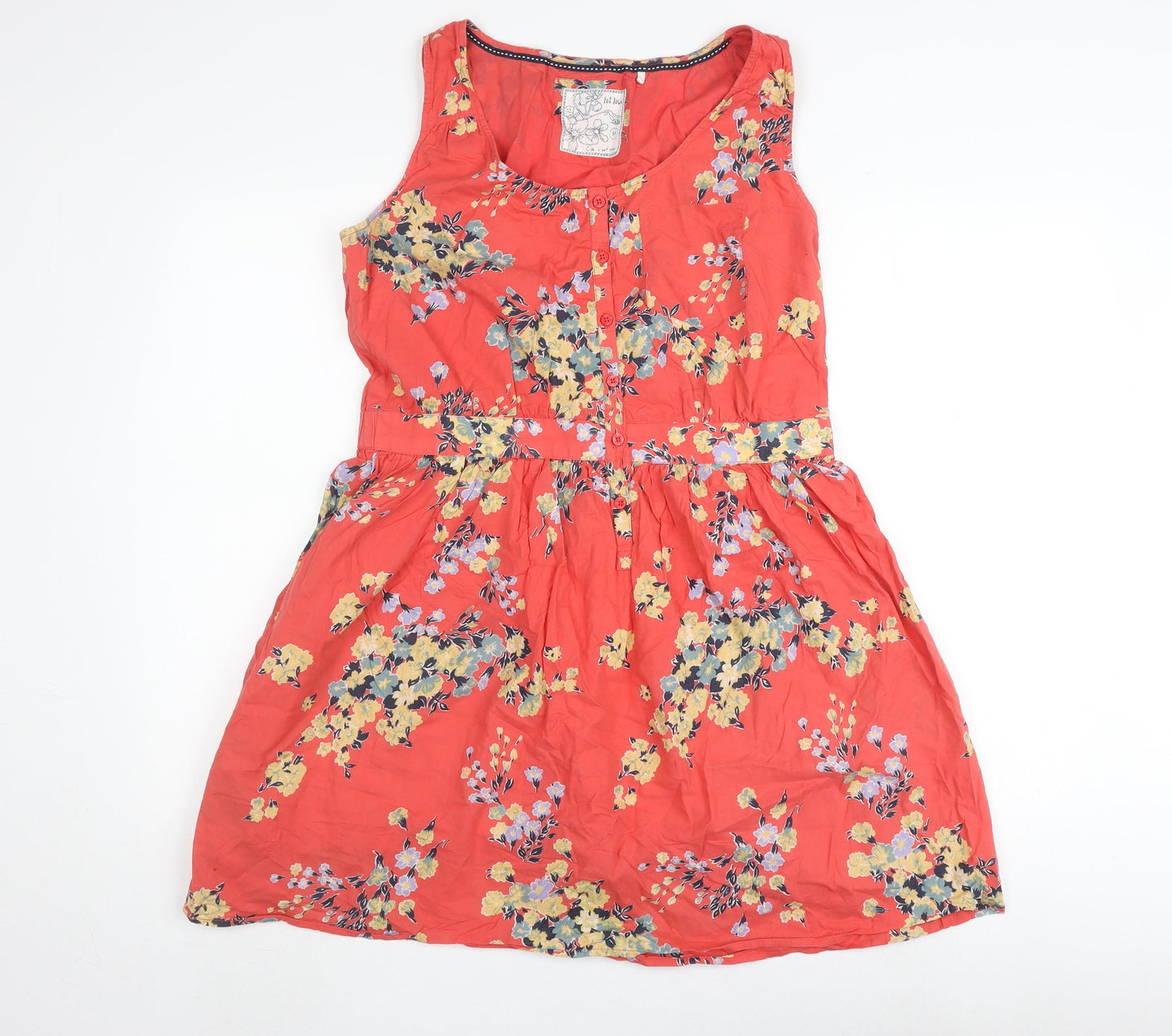 Fat Face Women's Coral Floral A-Line Dress, Size 14