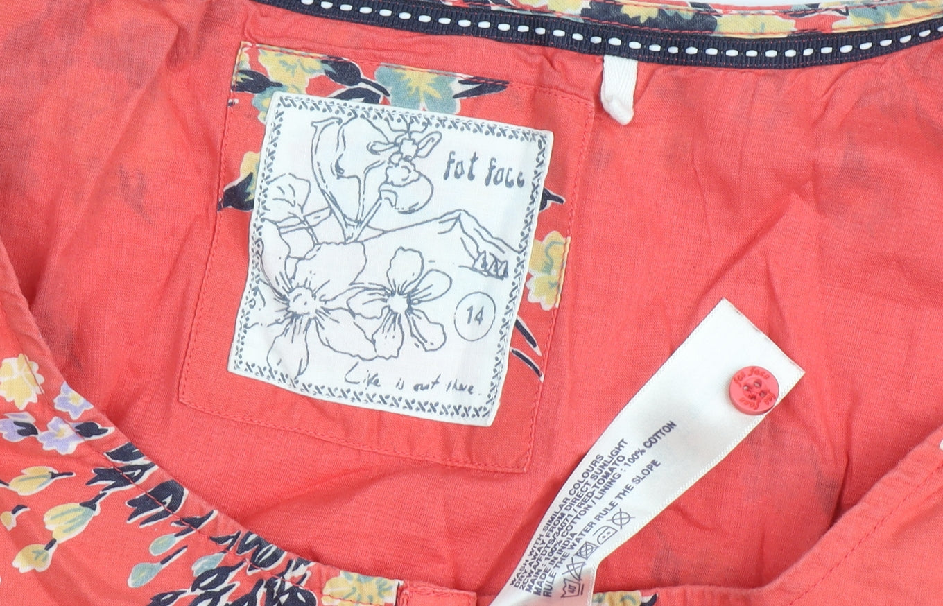 Fat Face Women's Coral Floral A-Line Dress, Size 14