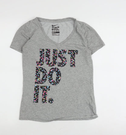 Nike Women's Grey XS V-Neck Athletic T-Shirt