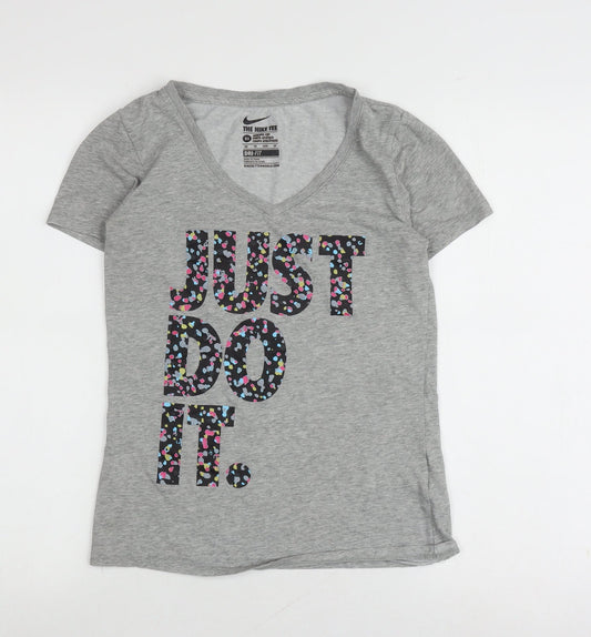 Nike Women's Grey XS V-Neck Athletic T-Shirt