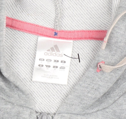 Adidas Women's Grey Full Zip Hoodie XS Lightweight