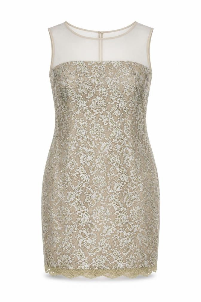 Coast Women's Beige Sleeveless Lace Dress Size 18