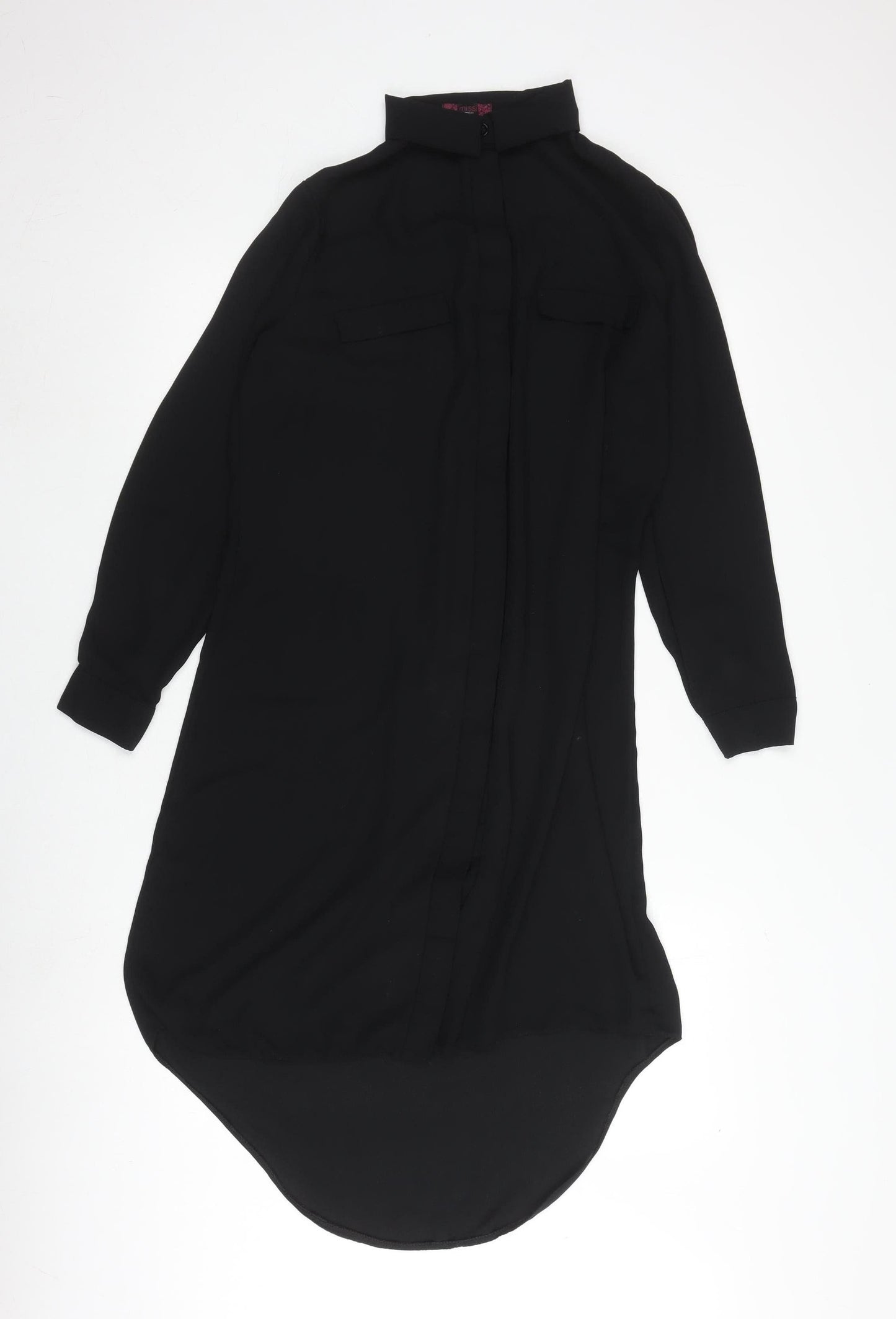 Missi London Women's Black Collared Shirt Dress Size 10